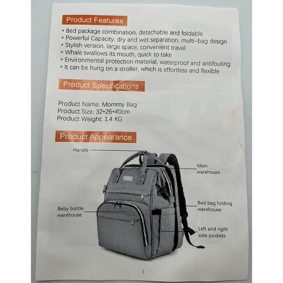 Midibeini Multifunction “Mommy‎ Backpack” and Bed - Picture 6 of 9